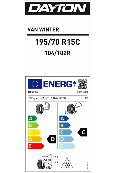 195/70R15C 104/102R 8PR,TL M+S SFM VAN WINTER HAFİF TİCARİ KIŞ LASTİĞİ (ÜRETİM YILI:2025) - 2