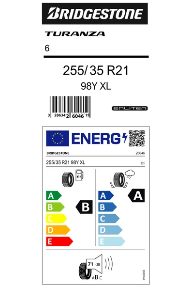 255/35R21 98Y XL TURANZA 6 EV OTO YAZ LASTİĞİ (ÜRETİM YILI:2025) - 2