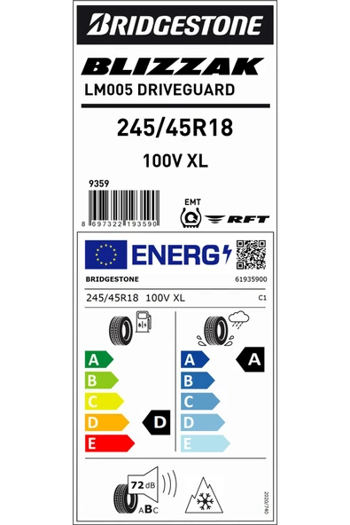 245/45R18 100V XL M+SSFM BLIZZAK LM005 DRIVEGUARD RFT OTO KIŞ LASTİĞİ (ÜRETİM YILI:2025) - 2