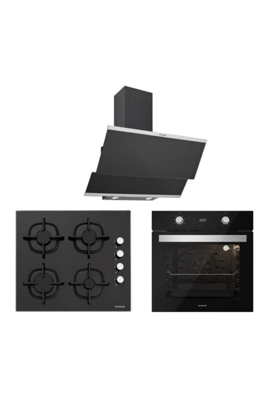 Silverline Siyah Cam Ankastre Set 5 Yıl Garanti (3420 Classy 60+cs5343b01+bo6504b01) ürün görseli 1