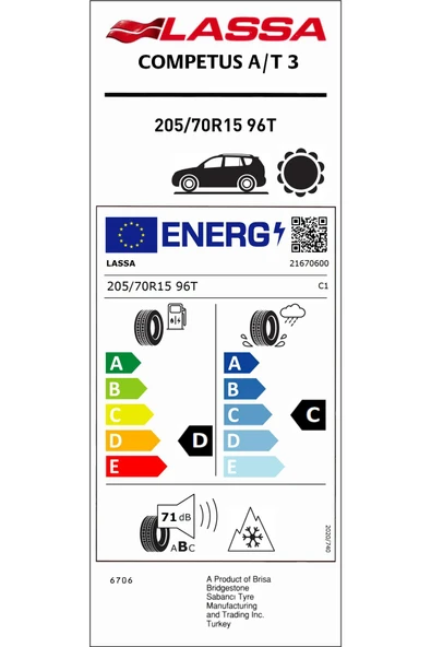 205/70R15LT 96T M+S SFM COMPETUS A/T 3 (4x4-SUV) YAZ LASTİĞİ (ÜRETİM YILI:2025) - 2