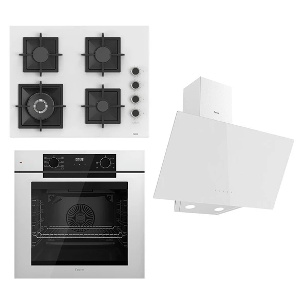 Ferre Fryart Serisi Beyaz Set (SC406-WFA + QEP63CB +D078 ) - Döküm Izgara / 65 cm Ocak ürün görseli 1