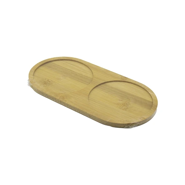 2 BÖLMELİ   OVAL  AHŞAP BAMBU YAĞDANIK ALTLIK  12X24X0.8CM (2818) ürün görseli 1