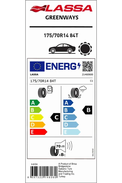 175/70R14 84T GREENWAYS OTO YAZ LASTİĞİ (ÜRETİM YILI:2025) - 2