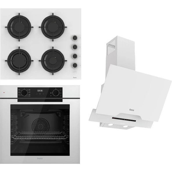 Ferre Steamart-Fryart-Sılentart Serisi Beyaz Set (CS206-FA + QEP63CB +D064-SA) - Emaye Izgara ürün görseli 1