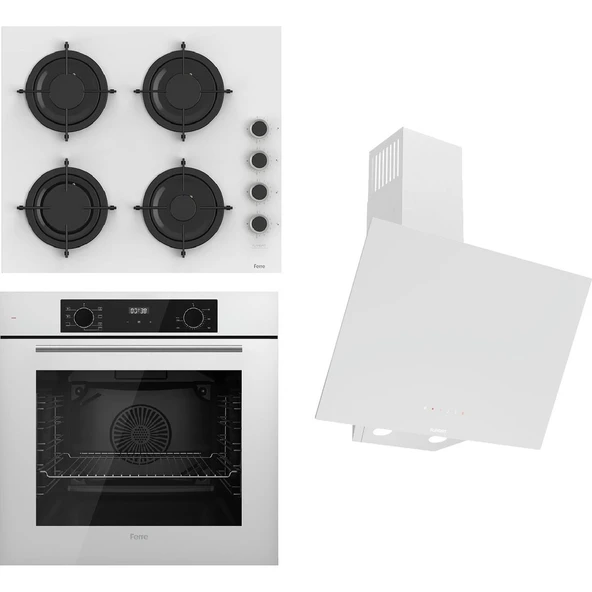 Ferre Flowart-Sılentart Serisi Beyaz Set (CS206-FA + QBL63CB +D078-SA) - Emaye Izgara ürün görseli 1