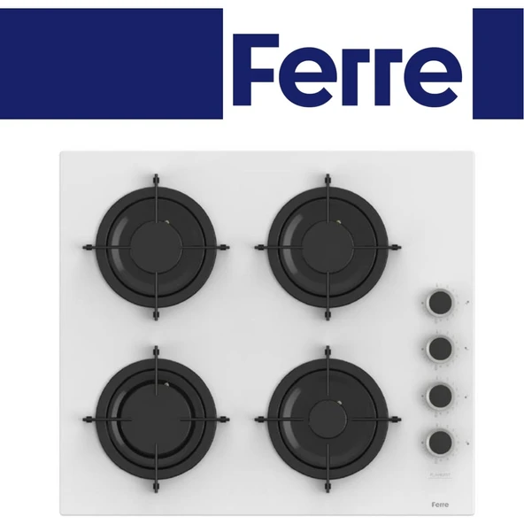 Ferre Yeni Seri Flowart Beyaz Cam Ankastre Set (QBL62CB + CS206-FA + D087) - Resim 3