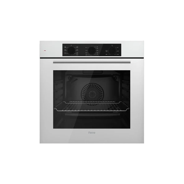 Ferre Yeni Seri Flowart Beyaz Cam Ankastre Set (QBL62CB + CS206-FA + D087) - Resim 2