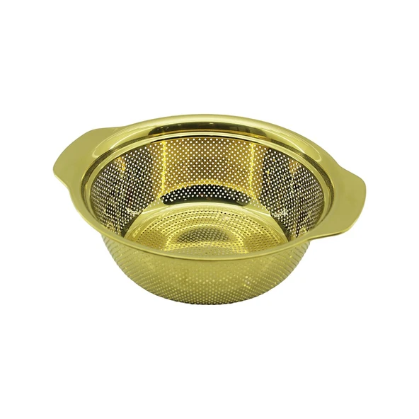 27CM   GOLD  PASLANMAZ METAL  SEPET  SÜZGEÇ  KENDİNDEN KULPLU (2818) ürün görseli 1