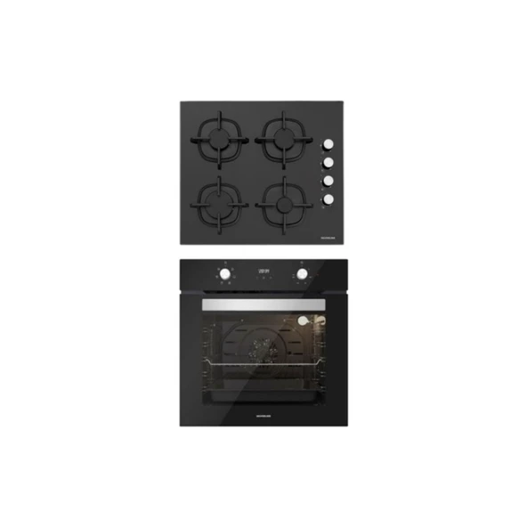 Silverline BO6502B02 - CS5343B01 Siyah Cam Ankastre Set ürün görseli 1