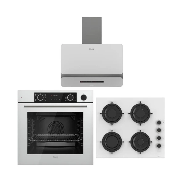 Ferre Artline Beyaz Ankastre Set (D081-SA Beyaz DAVLUMBAZ-CS206-FA Beyaz OCAK-XE64CB Beyaz Fırın) ürün görseli 1