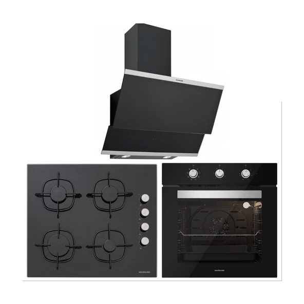 Silverline BO6503B01 - CS5335B01 - 3420 Classy 60 Siyah Cam Ankastre Set ürün görseli 1