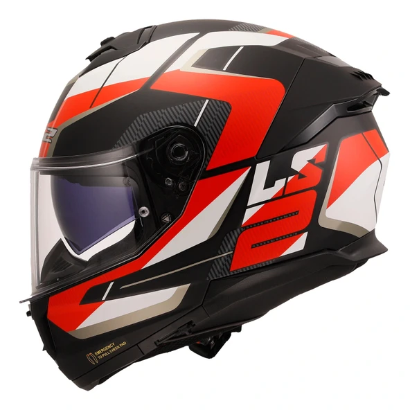 LS2 STREAM 2 ROAD MAT SİYAH-KIRMIZI-BEYAZ-GRİ KASK - 2