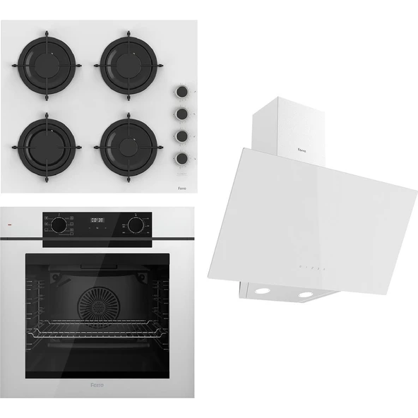 Ferre Flowart Serisi Beyaz Set (CS206-FA + QBL63CB +D078) - Emaye Izgara ürün görseli 1