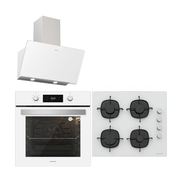 Silverline Ankastre Set Beyaz Cam ( BO6504W01- CS5335W01 - 3457) ürün görseli 1