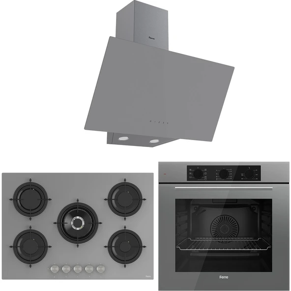 Ferre Rs Serisi Gri 5 Gözlü Ankastre Set ( QBL62CPR-RS038-D079 ) ürün görseli 1