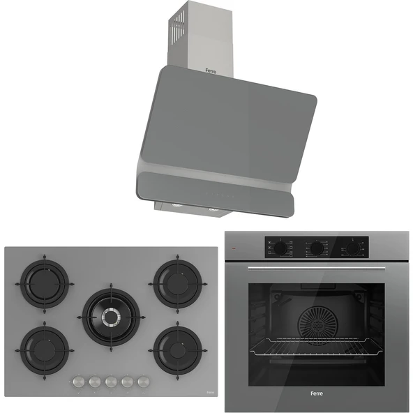 Ferre Rs Serisi Gri 5 Gözlü Ankastre Set ( QBL62CPR-RS038-D082 ) ürün görseli 1