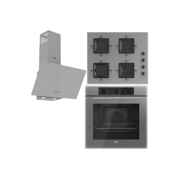 Ferre Elegant Line Basic QBL62CPR - SS208 - D088 gri 3'lü Ankastre Set ürün görseli 1