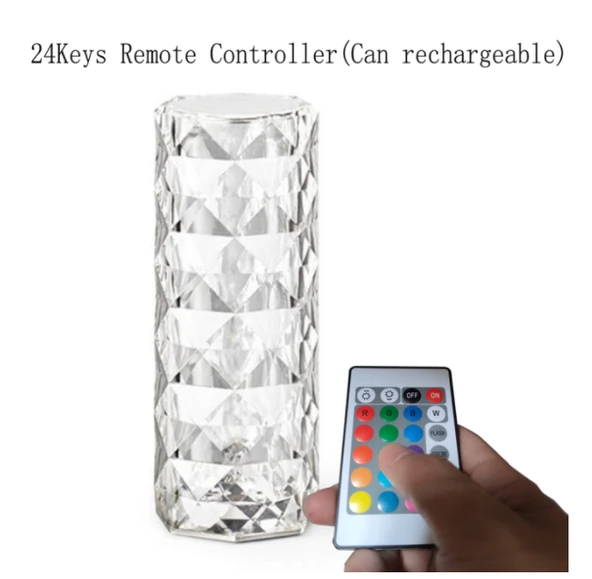 Kristal Elmas Masa Lambası 16 Renk USB Şarjlı Dokunmatik (2818) - Resim 4