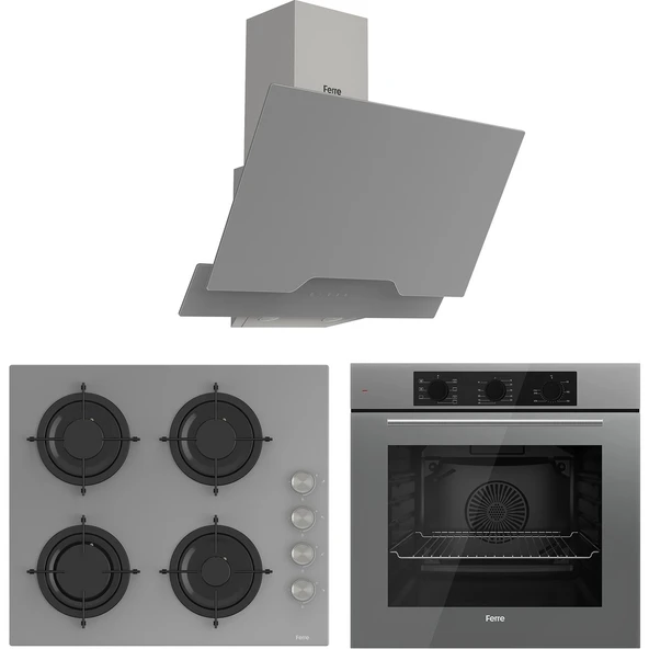 Ferre Soft Line Gri ankastre set ( QBL62CPR-CS208-D065 ) ürün görseli 1