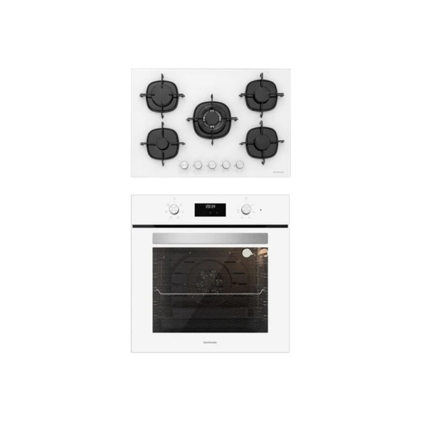 Silverline 2'li ikili BO6502W02 - CS5365W01 Beyaz Cam Ankastre Set ürün görseli 1