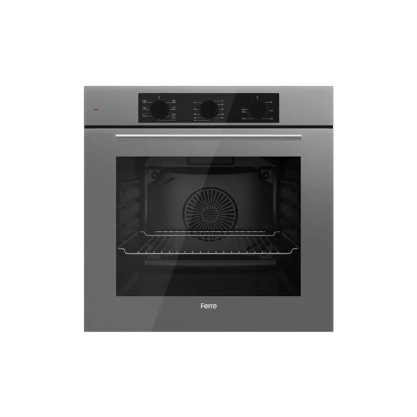 Ferre Gri Cam Ankastre Set (D088 Gri Davlumbaz -SS208 Gri Ocak- QBL62CPR Gri Fırın) - Resim 4