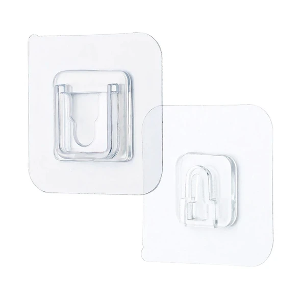 Eşya Sabitleme Askısı 10 Çift Şeffaf Çift Taraflı Yapışkanlı Geçmeli Klips (2818) - Resim 2