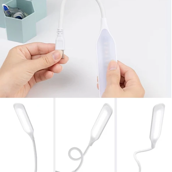 USB Girişli 14 Ledli 3 Kademeli Dokunmatik Masa/Kitap Okuma Lambası Ledi Beyaz (2818) - Resim 3