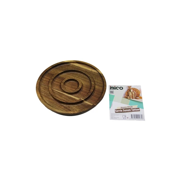 AKASYA YUVARLAK  2 BÖLMELİ=1+1  AHŞAP SERVİS SUNUM TEPSİ - TAHTASI  20 X 1.4CM (2818) ürün görseli 1