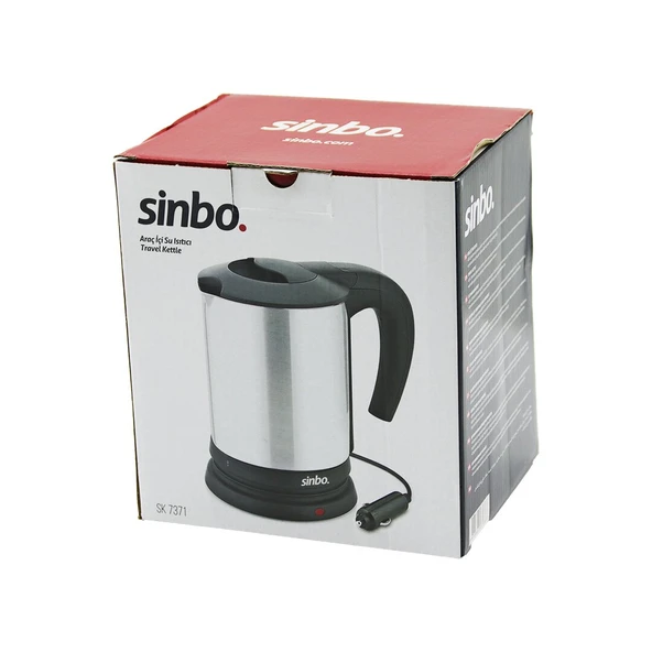SİNBO SK-7371  12V  ARAÇ İÇİ KETTLE  PASLANMAZ ÇELİK  SU ISITICISI  0.8LT   120W   ÇAKMAKLIK FİŞLİ   PLASTİK KAPAK - KULP (2818) ürün görseli 1