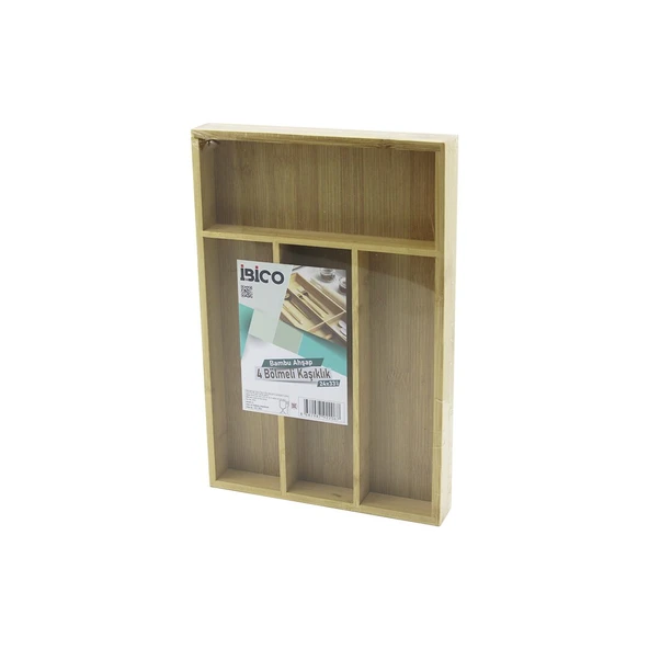 4 BÖLMELİ AHŞAP BAMBU KAŞIKLIK  24X33CM (2818) ürün görseli 1