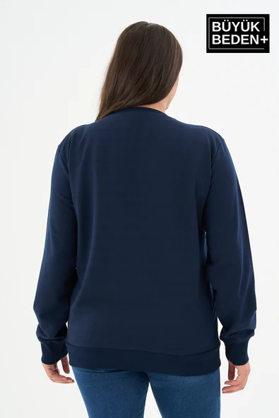 Kadın Büyük Beden Bisiklet Yaka İnce Sweatshirt – Regular Fit %64 Pamuklu SPR26BSWk956 - 10