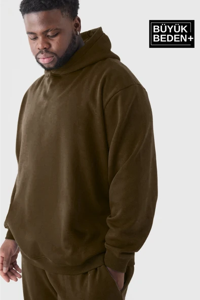 Erkek Büyük Beden İnce Kapşonlu Swatshırt SPR26BSW957 - 8
