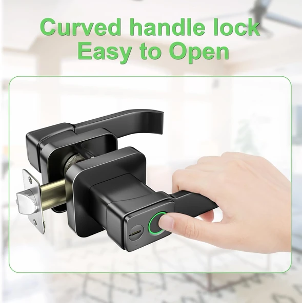 Parmak İzi Akıllı WiFi Kilit App Kontrol Bluetooth Dokunmatik Kapı Kilidi Parmak İzi Kapı Kolu - Resim 2