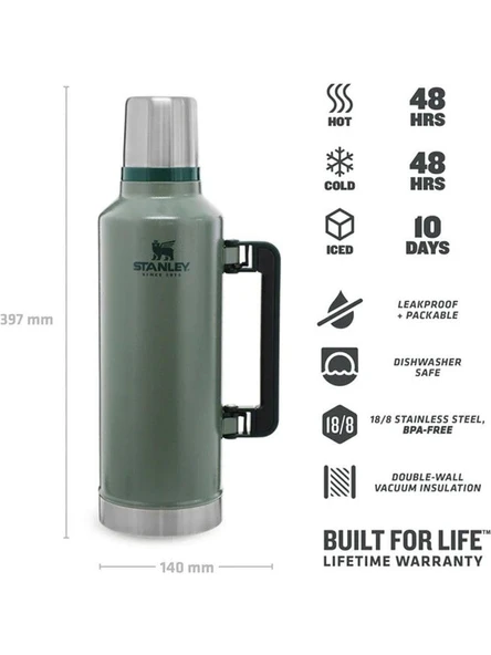 Stanley Klasik Vakumlu 2.3 lt Çelik Termos Yeşil - 4