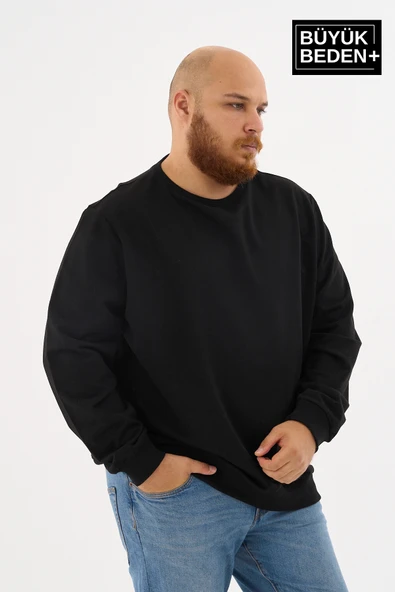 Erkek Büyük Beden Bisiklet Yaka İnce Sweatshirt – Regular Fit %64 Pamuklu SPR26BSW956 - 2