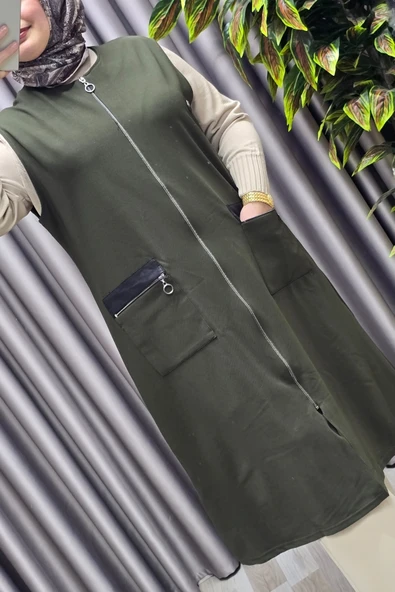 Kadın Tesettür Giyim Büyük Beden Ottoman Yelek - Resim 10