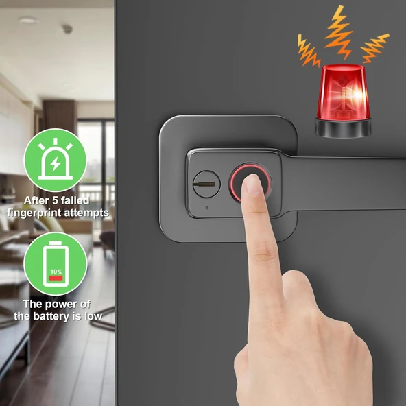 Parmak İzi Akıllı WiFi Kilit App Kontrol Bluetooth Dokunmatik Kapı Kilidi Parmak İzi Kapı Kolu - Resim 7