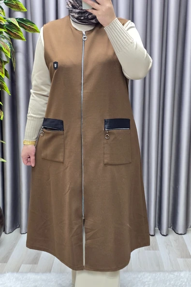 Kadın Tesettür Giyim Büyük Beden Ottoman Yelek - Resim 7