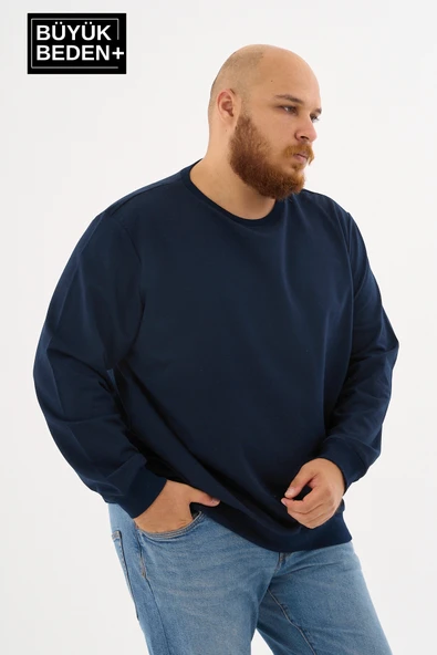 Erkek Büyük Beden Bisiklet Yaka İnce Sweatshirt – Regular Fit %64 Pamuklu SPR26BSW956 - 7