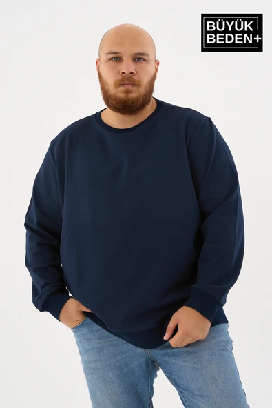 Erkek Büyük Beden Bisiklet Yaka İnce Sweatshirt – Regular Fit %64 Pamuklu SPR26BSW956 - 9