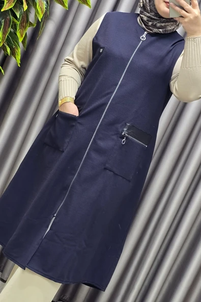 Kadın Tesettür Giyim Büyük Beden Ottoman Yelek - Resim 5