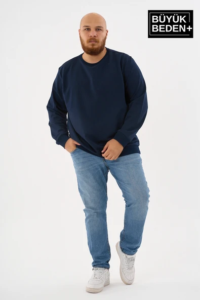 Erkek Büyük Beden Bisiklet Yaka İnce Sweatshirt – Regular Fit %64 Pamuklu SPR26BSW956 - 6