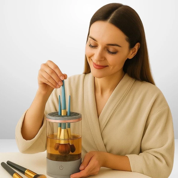 USB Şarjlı Makyaj Fırçası Temizleyici Aparat Hızlı Kurutmalı, Çok Yönlü Fırça Temizleyici (2818) - Resim 2