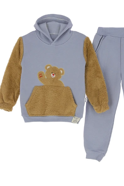 Erkek Çocuk Welsoft Kumaş 2'li Takım (Kapüşonlu Sweat+Polar Alt) 12377 - Resim 2