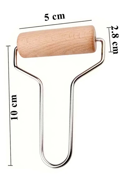 Ahşap Silindir Kil Rulosu 5 Cm 1 Adet Seramik Şekillendirme Metal Sap Çömlekçilik Hamur Açma Matı - 3