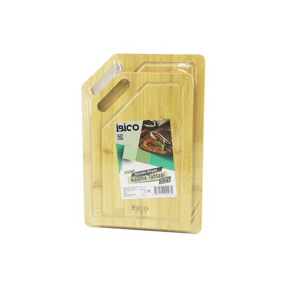 2PCS SETKIRIK KENARLI - OVAL DELİKLİ AHŞAP BAMBU KESİM PANOSU - KESME TAHTASI 18X28X1CM--22X32X1CM (2818) ürün görseli