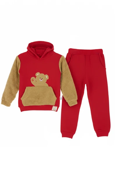 Erkek Çocuk Welsoft Kumaş 2'li Takım (Kapüşonlu Sweat+Polar Alt) 12377 ürün görseli 1