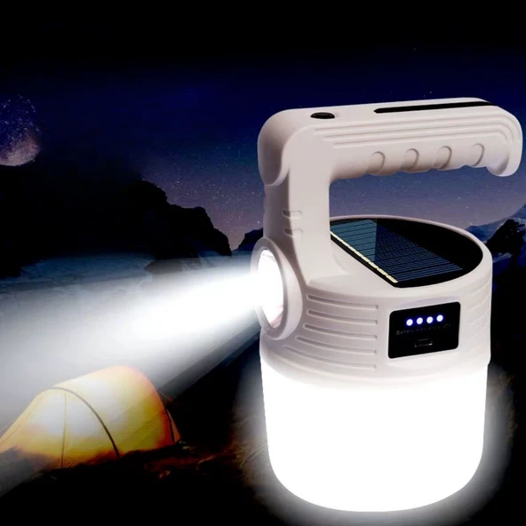 LED Güneş Enerjili Kamp Lambası–2000 Lümen Süper Parlak, 5 Aydınlatma Modlu,USB ile Şarj Edilebilir Dış Mekan,Asılabilir Torch El Feneri (2818) ürün görseli 1