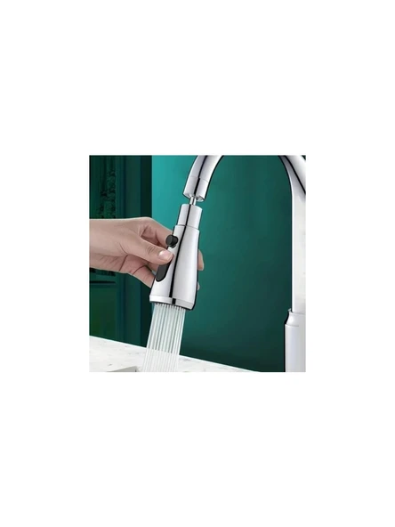 360 DERECE DÖNEBİLEN- 3 MOD  KROM YAĞMUR PÜSKÜRTME BORULU KUBAR MUSLUK UCU  (2818) - Resim 2